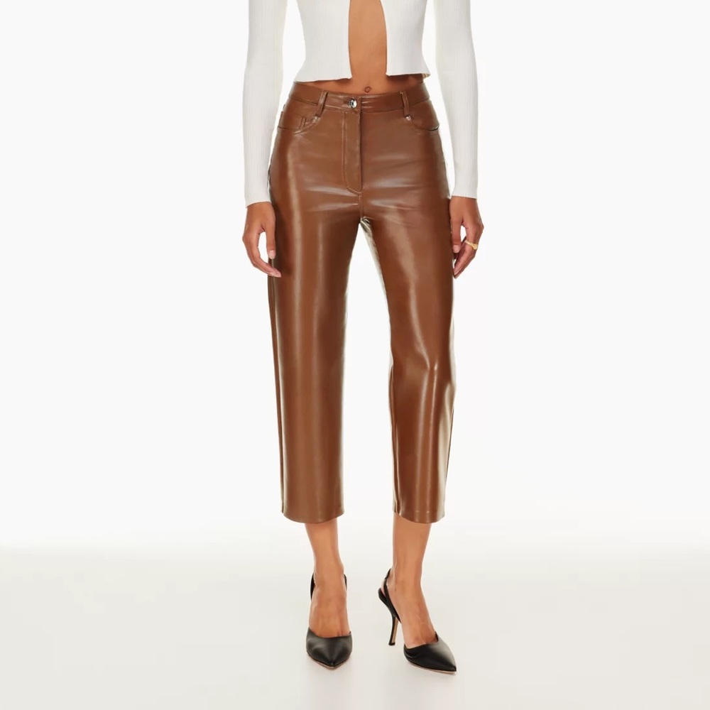 Aritzia Wilfred Cropped Melina Pant in Cognac